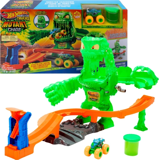 Hot Wheels Monster Trucks bane med slim: kamp mod mutantmonster + lille bil
