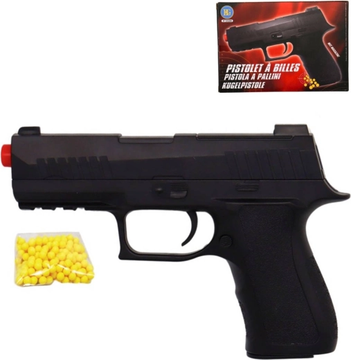Børne kuglerevolver 20 cm sort med ammunition - 1 stk