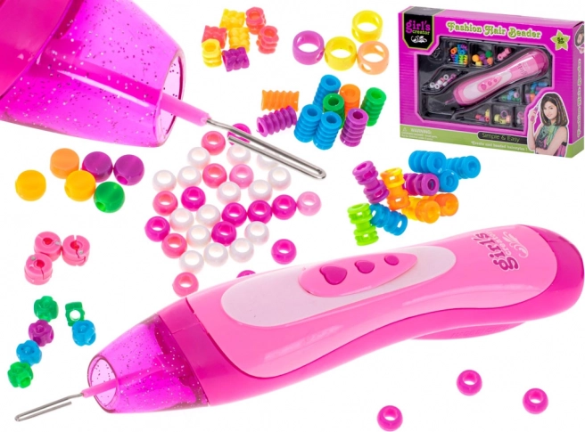 Rosa flette- og perlesæt