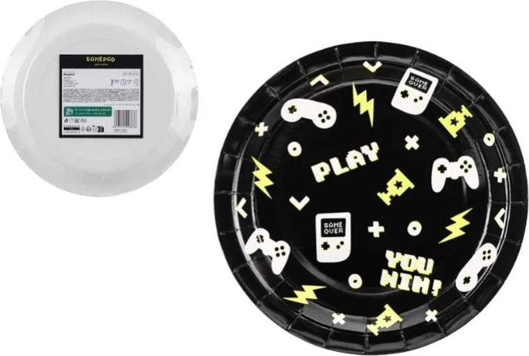 Papirtallerkener Gamepads 23 cm (6 stk.)