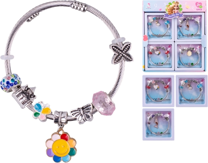 Børnearmbånd med medaljon – hjerte, havfrue, sol, sky