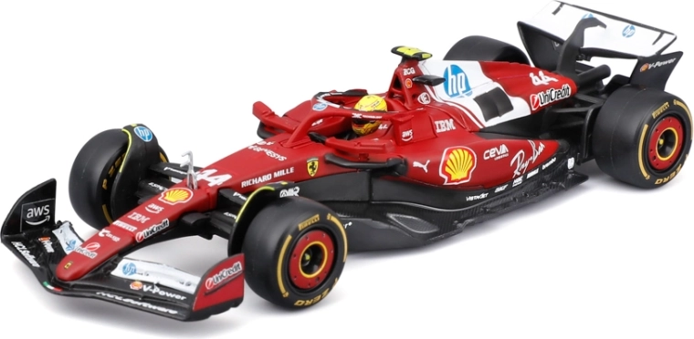 Bburago model Formel 1 Ferrari SF-25 2025 Lewis Hamilton 1:43 i akrylboks