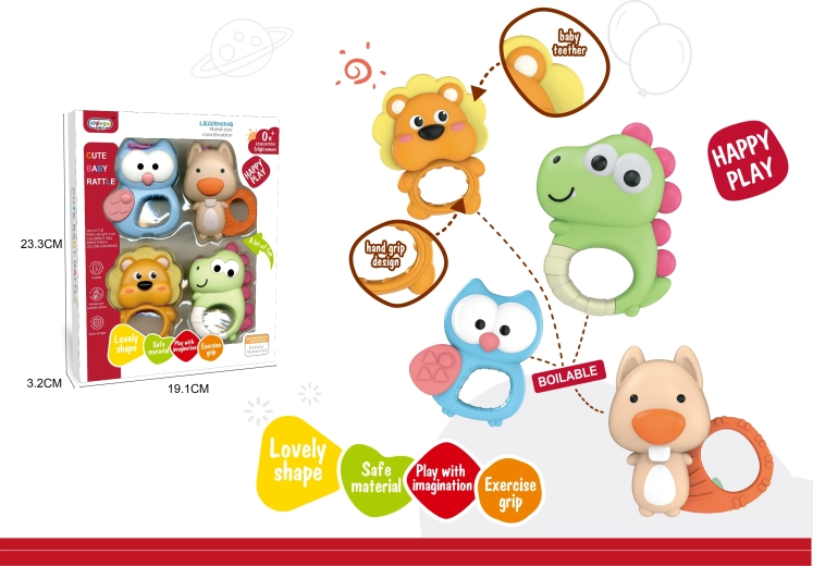 Rangle med dyremotiver, sæt 4 stk.