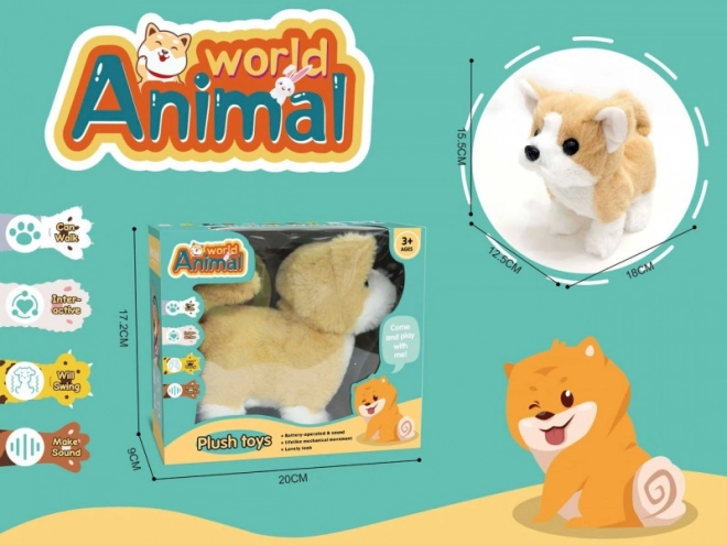 Interaktiv plysbamse-hund 15 cm