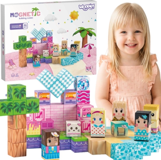 Woopie magnetiske klodser – 3D pædagogisk byggesæt 86 stk. (Montessori) til børn fra 3 år