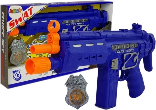 Politisæt pistol badge navyblå lydeffekter lyseffekter 37 cm