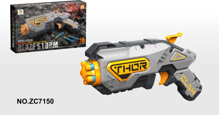 Børnelegetøj blaster Blaze Storm grå + 20 sikre projektiler