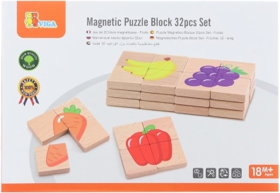 Træ magnetisk puslespil med frugt