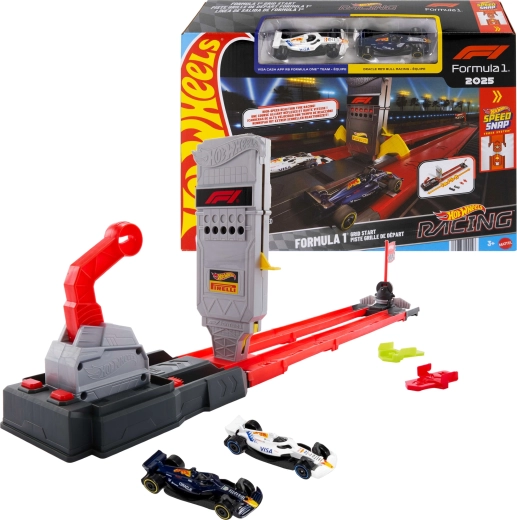 Hot Wheels Racing Formula 1 banesæt – hurtig race + 2 formelbiler
