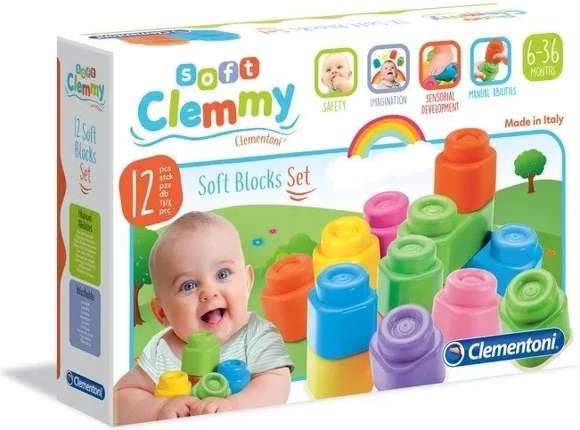 Clementoni Soft Clemmy sæt med 12 bløde klodser