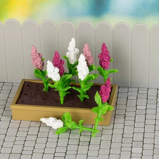 Blomstrende altankasse og blomster til opbygning af scenarier