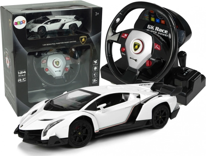 Fjernstyret Lamborghini Veneno Hvid 2,4G rat-fjernbetjening Lyd og lys