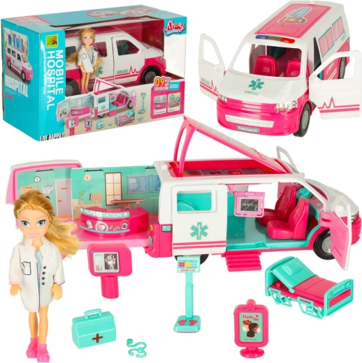 Børneambulance 2 i 1 med mobil hospital og dukke