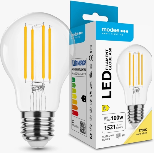 Modee Smart Lighting LED filament pære Globe A60 E27 11,2 W varm hvid