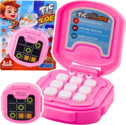 Elektronisk spil TIC TAC TOE, 9 tilstande, lyserød