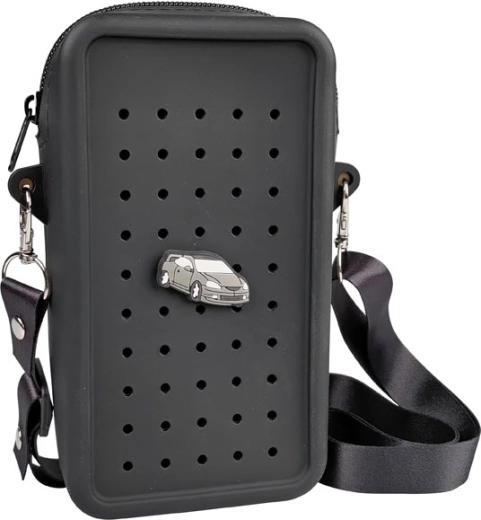 Gifty silikon crossbody-taske sort med dekorativ pin