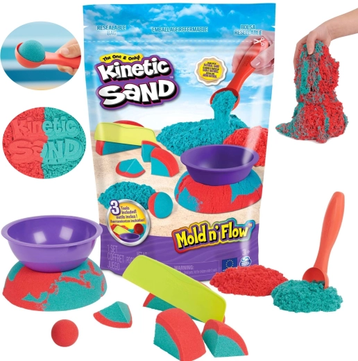 Kinetic Sand Mold 'n Flow kinetisk sand med 2 farver og 3 tilbehørsdele