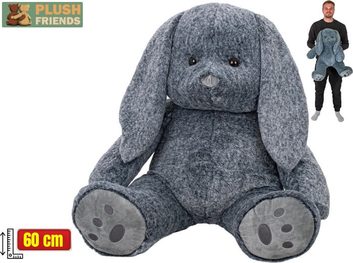 Plys-kanin siddende 60 cm grå Plush Friends