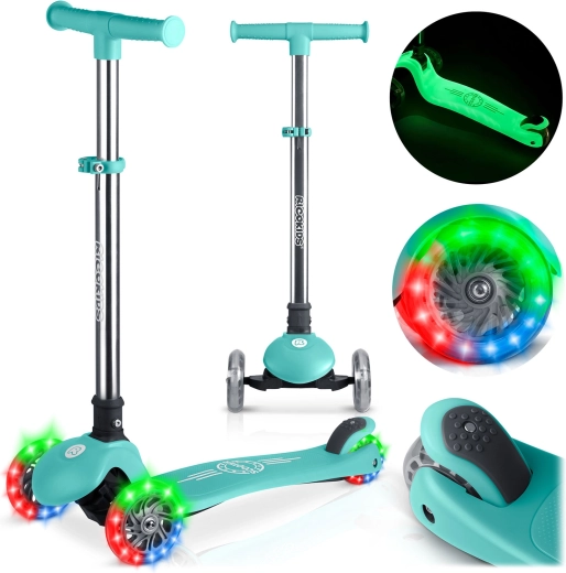 Trekhjulet balance-løbehjul til børn RICOKIDS Glow – turkis