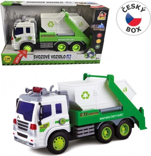 MaDe Skraldebil med Container og Svinghjul