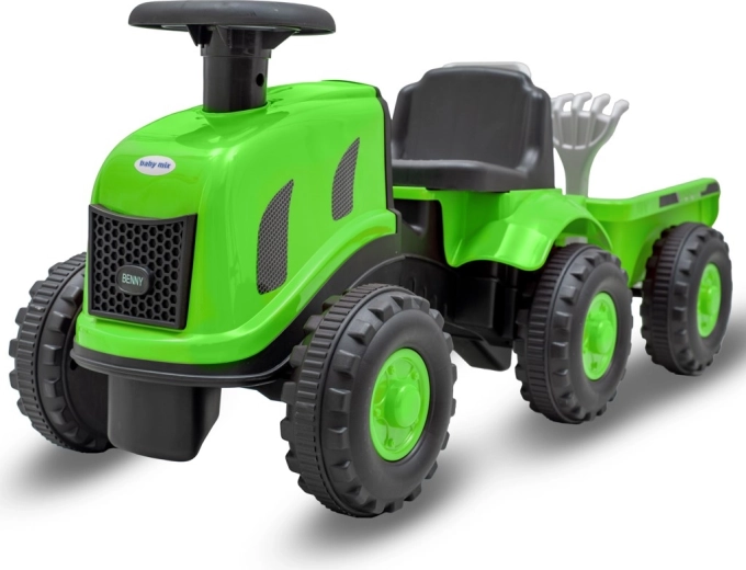 Løbecykel-traktor til børn med trailer og værktøj BABY MIX Benny – grøn