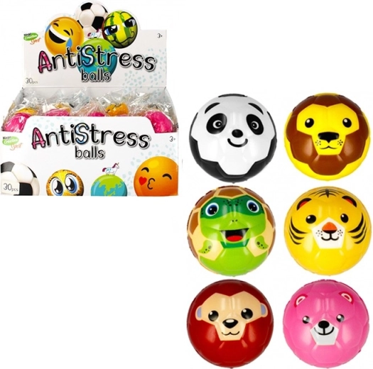 Anti-stressbold med dyremotiver 6 cm, blødt skum