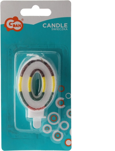 Kagelys tal 0 guld glitrende 8 cm