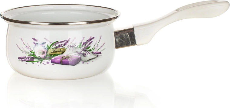Emaljeret kasserolle Lavender 14 cm med lang hank 0,65 l