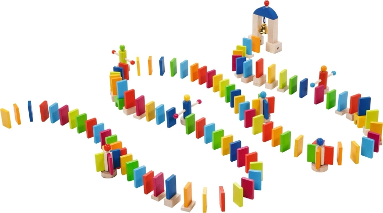 Domino Rally træ-domino-bane med klokke
