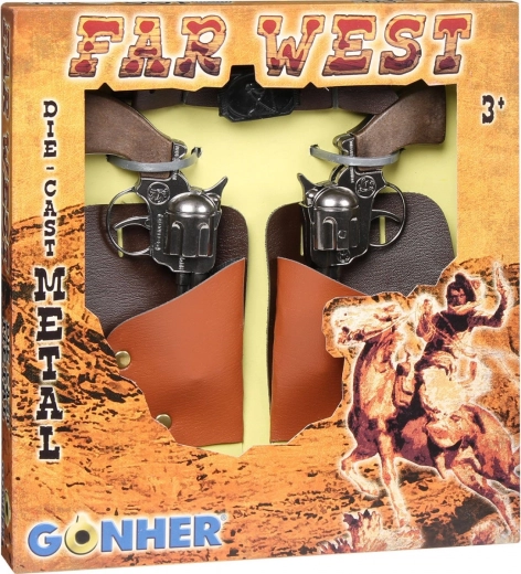 cowboy-sæt med metalrevolvere fra Gonher