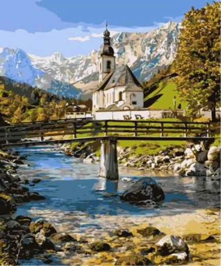 Norimpex mal efter tal Kirke i bjergene 40 × 50 cm