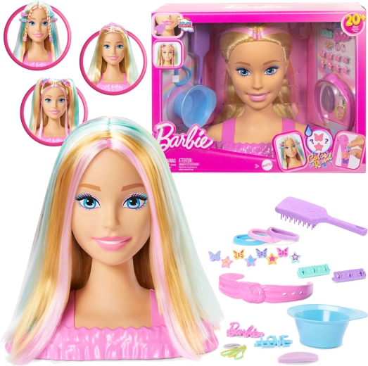 Barbie deluxe frisør- og stylinghoved med blondt hår og tilbehør