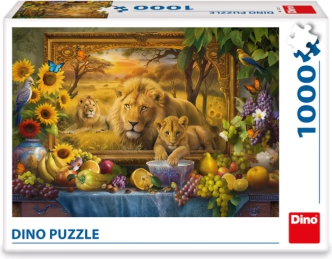 Vibrant og detaljeret motiv af løvefamilie