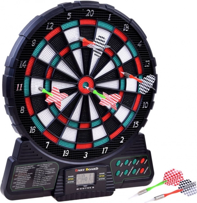 Elektronisk dartskive med LCD, 18 spil, 6 pile