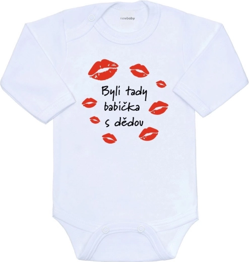 Babybody med print New Baby – Bedstemor og bedstefar har været her, langærmet