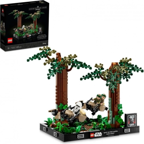 Lego Star Wars diorama: jagt på speederen på Endor