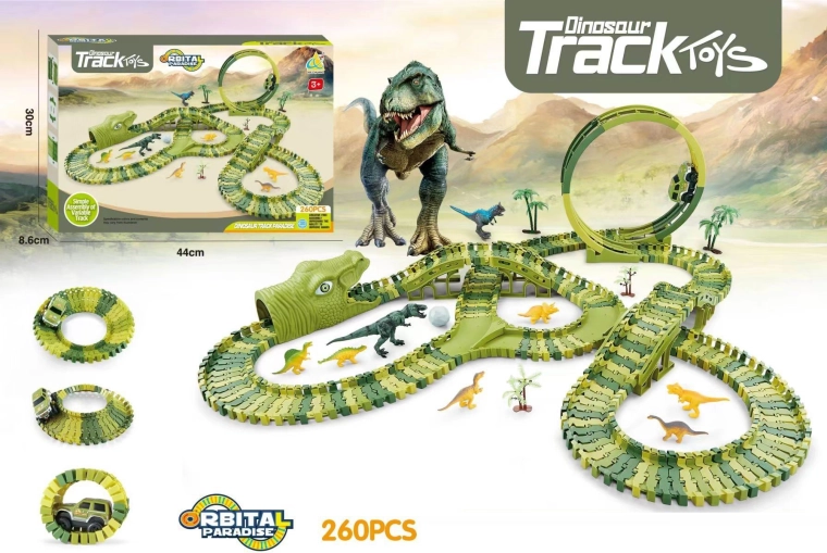 Dinosaur racerbane med bil, 260 dele