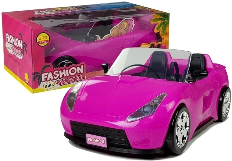 Rosa cabriolet til dukker 34 cm