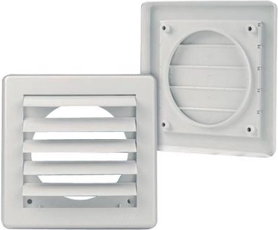 Ventilationsgitter med gravitation 175 × 175 mm til rør 125 mm – hvid