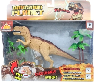 Interaktiv T‑Rex dinosaur med lyde og lys