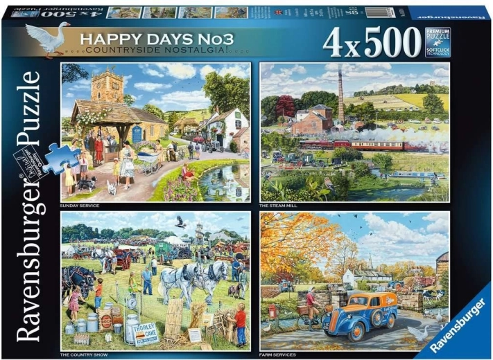 Ravensburger puslespil Happy Days: minder fra landet 4x500 brikker