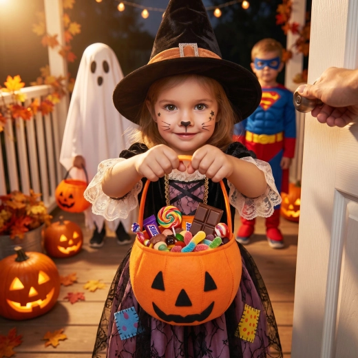 Halloween-filtekurv med græskarmotiv, orange