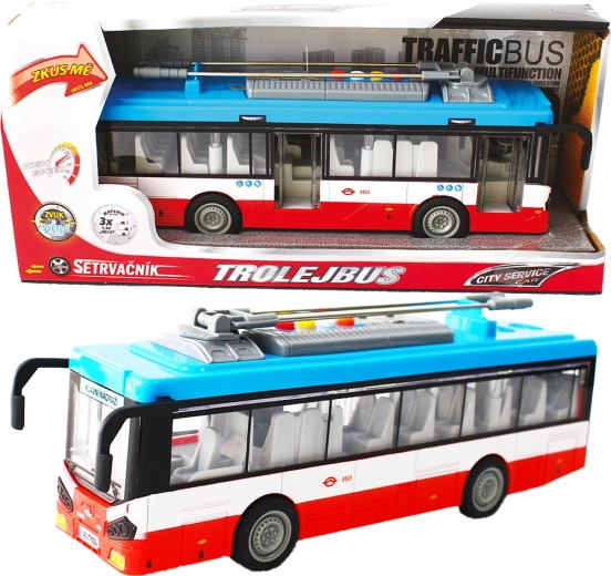 Bytrolleybus med friktionsmotor med lys og lyde – rød