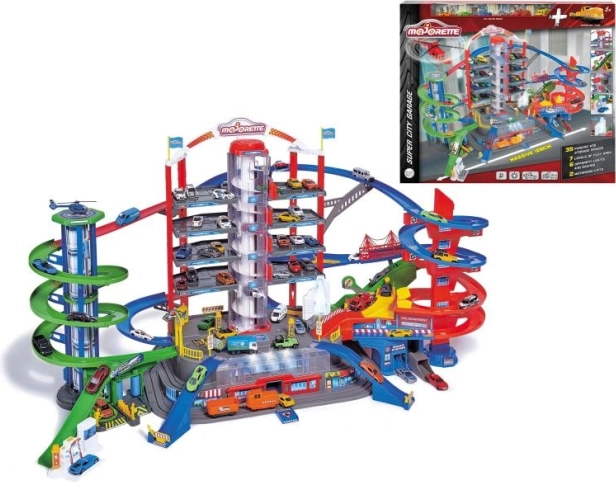 Garage Super City + 6 biler og tog