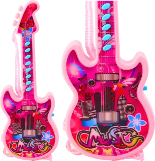 Elektrisk guitar til børn med melodier og solmisation, pink
