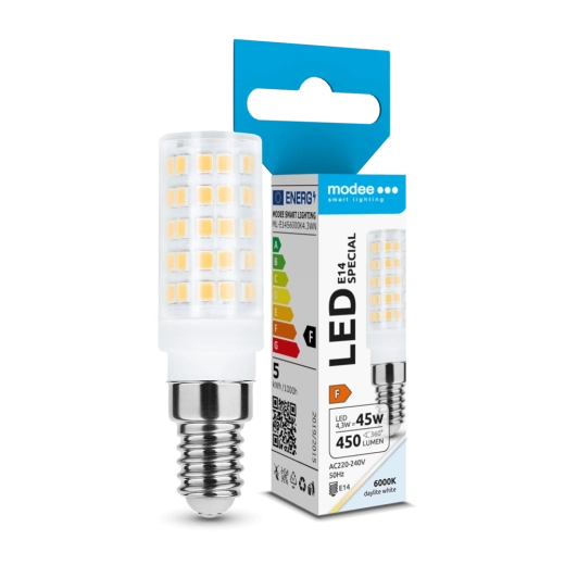 Modee Lighting LED keramisk pære E14 4,3 W kold hvid 360°