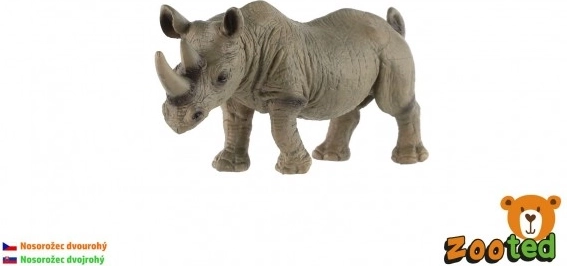 Plastfigur af tohornet næsehorn 14 cm