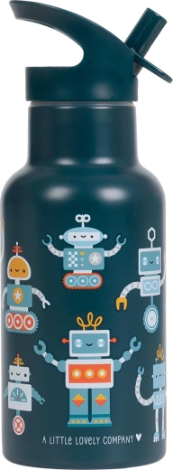 A Little Lovely Company rustfri dobbeltvægget drikkeflaske 350 ml robotter