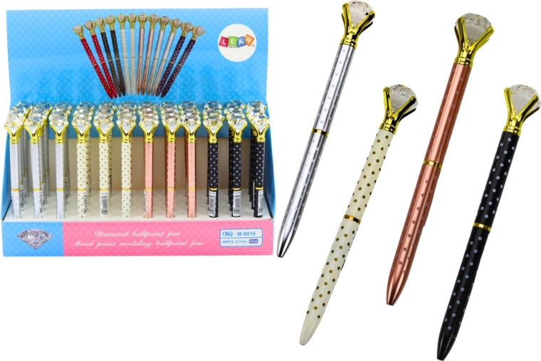 Kuglepen med “diamant”, prikket, blå blæk 0,7 mm (mix af farver)