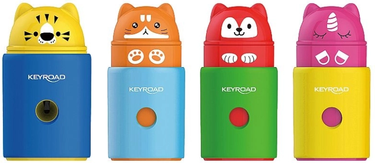 Blyantspidser med dyremotiver og beholder KEYROAD